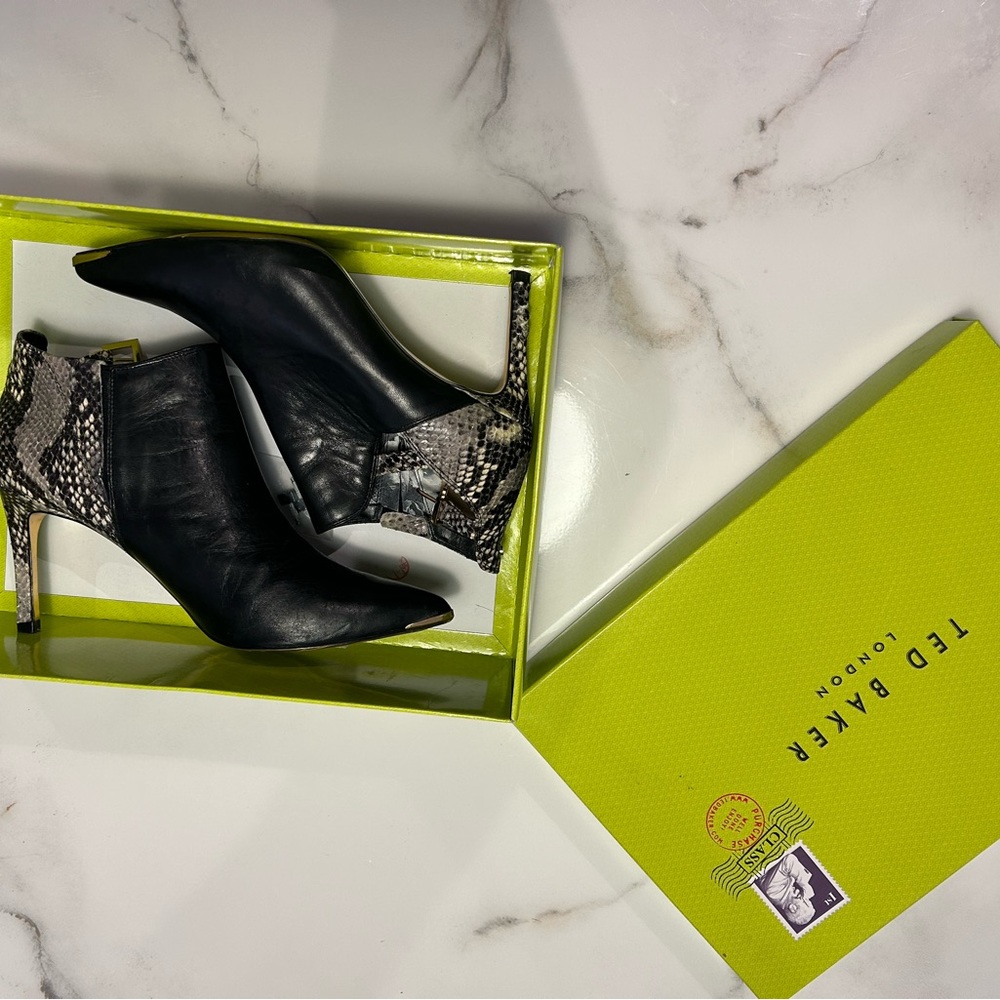 Black and snakeskin Ted baker Womans heel/ankle boot